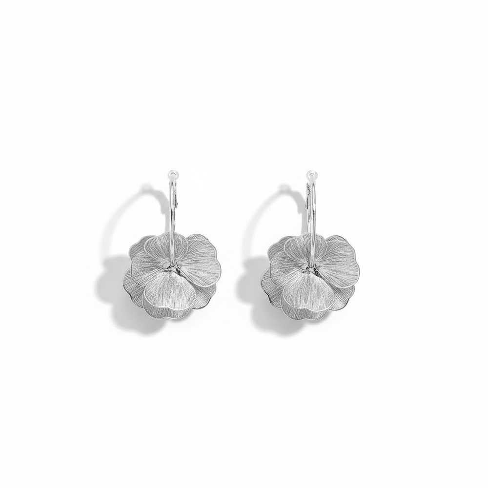 Elegant Silver Floral Earrings